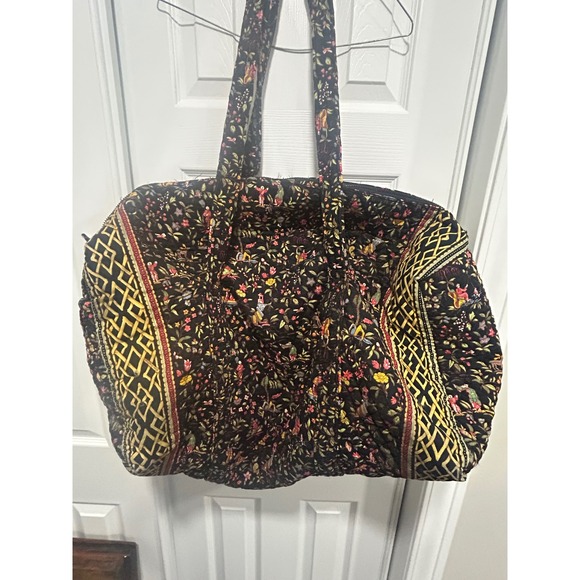 Vera Bradley Handbags - Vera Bradley Quilted Cotton XL Duffel Bag Black Yellow Travel Bag Ming 2001